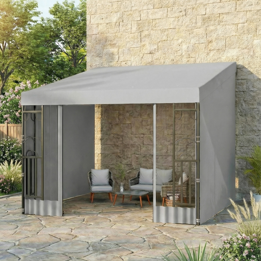 Image 981006_ALTMORE8.jpg, Product 981-006 / Price $249.99, Outsunny 10' x 10' Wall Mounted Pergola Gazebo with Curtains and Nettings from Outsunny on TSC.ca's Home & Garden department