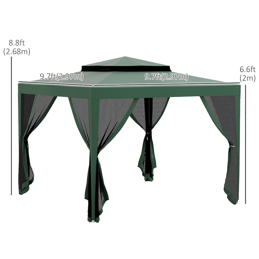 Image 981007_ALTMORE2.jpg, Product 981-007 / Price $149.99, Outsunny 10'x10' Canopy Tent with Mesh Netting and Double Tier Roof, Green from Outsunny on TSC.ca's Home & Garden department