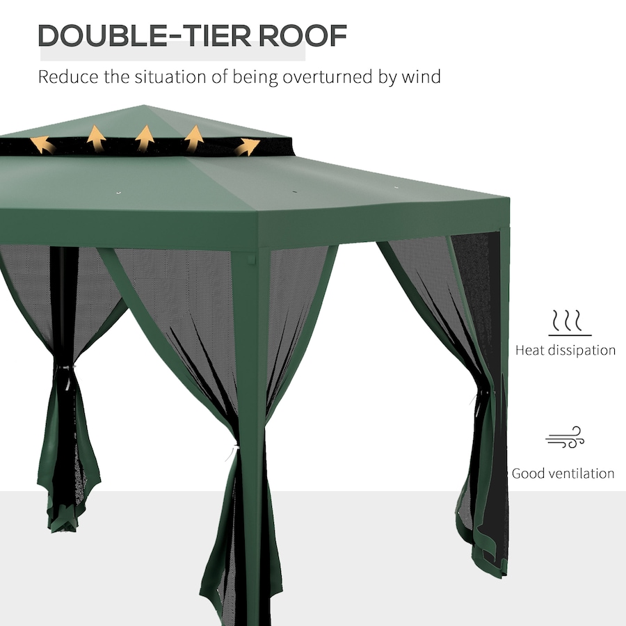 Image 981007_ALTMORE3.jpg, Product 981-007 / Price $149.99, Outsunny 10'x10' Canopy Tent with Mesh Netting and Double Tier Roof, Green from Outsunny on TSC.ca's Home & Garden department