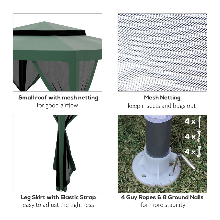 Image 981007_ALTMORE5.jpg, Product 981-007 / Price $149.99, Outsunny 10'x10' Canopy Tent with Mesh Netting and Double Tier Roof, Green from Outsunny on TSC.ca's Home & Garden department