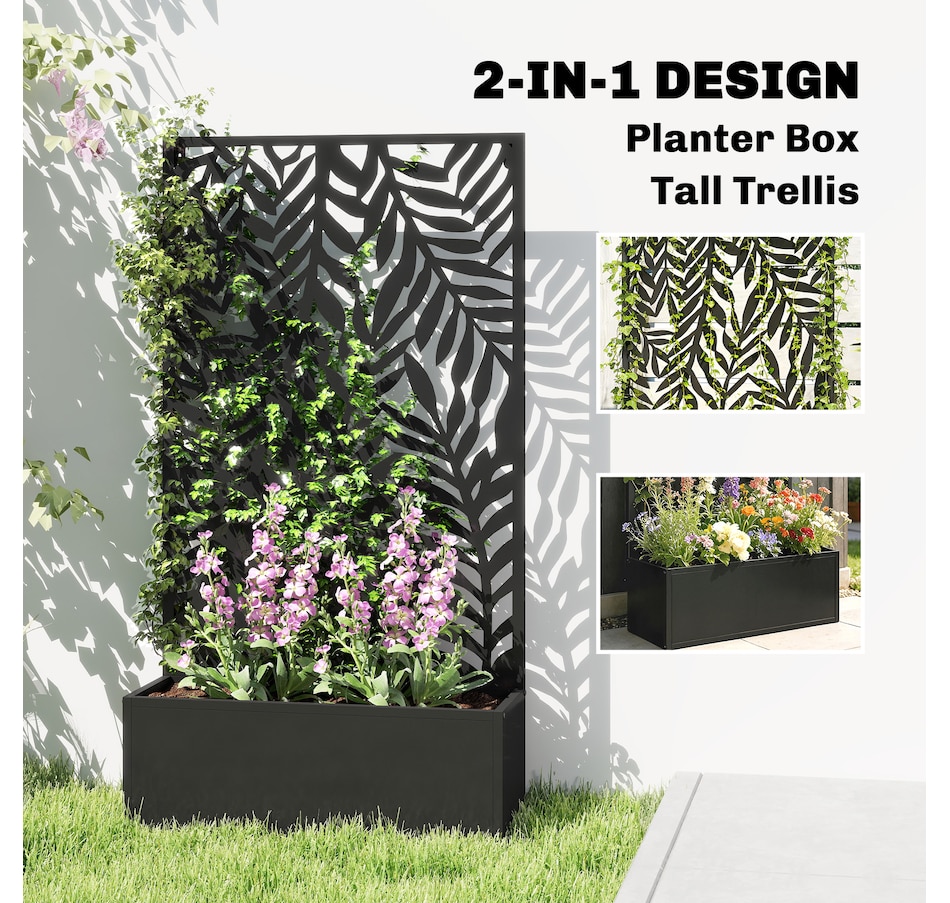 Image 981008_ALTMORE3.jpg, Product 981-008 / Price $104.99, Outsunny Metal Planter Box with Trellis, 44.5" Raised Garden Bed from Outsunny on TSC.ca's Home & Garden department