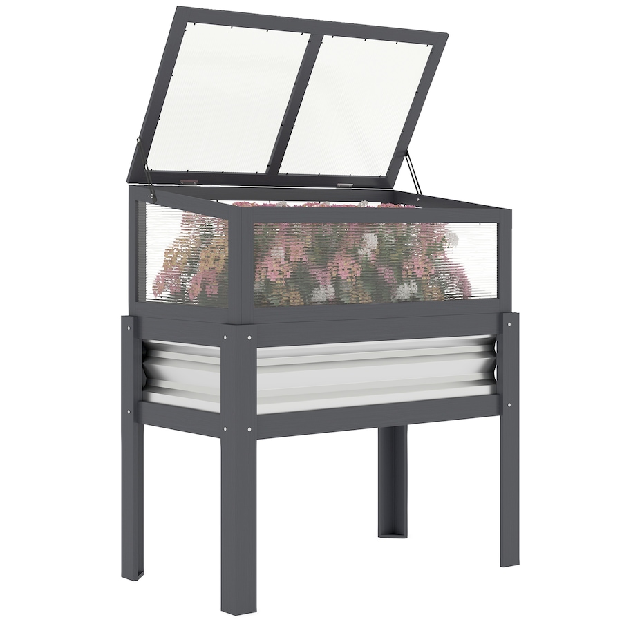 Image 981009.jpg, Product 981-009 / Price $104.99, Outsunny Raised Garden Bed with Flip-Up Greenhouse Top, Grey from Outsunny on TSC.ca's Home & Garden department