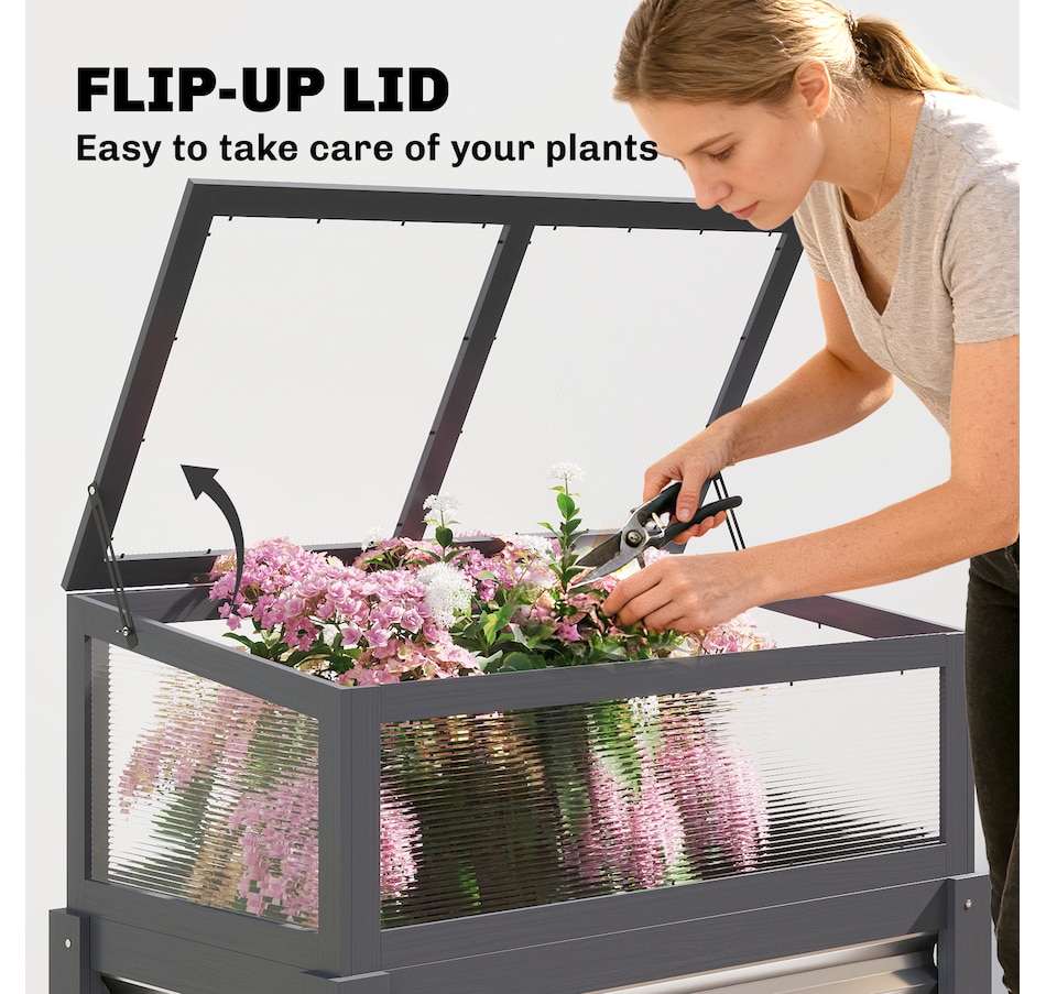 Image 981009_ALTMORE4.jpg, Product 981-009 / Price $124.99, Outsunny Raised Garden Bed with Flip-Up Greenhouse Top, Grey from Outsunny on TSC.ca's Home & Garden department