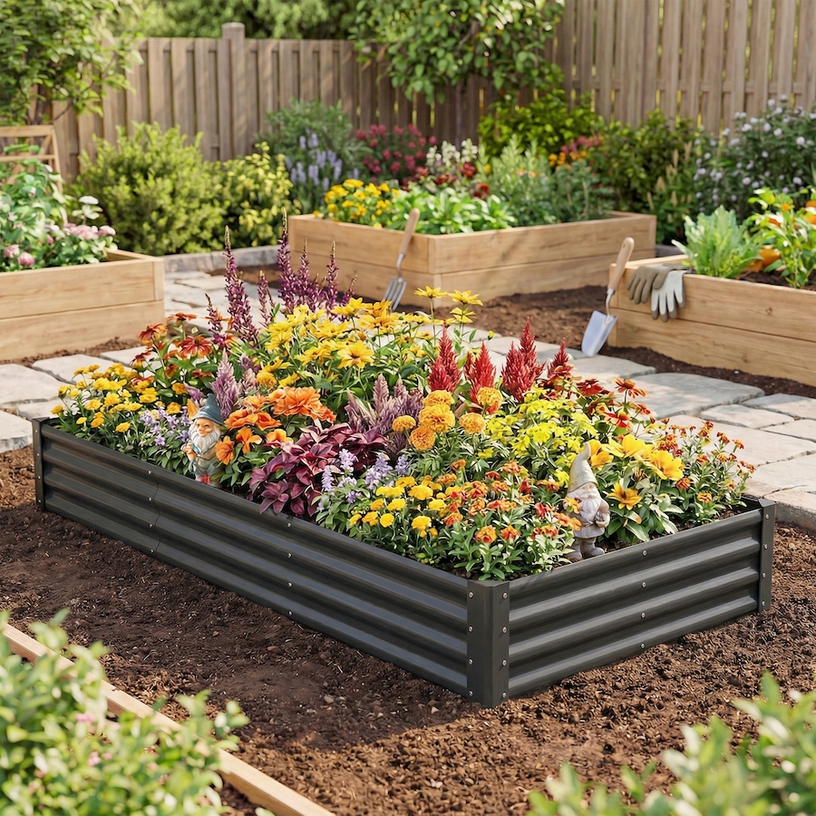 Image 981010_ALTMORE1.jpg, Product 981-010 / Price $96.99, Outsunny 8x4x1ft Galvanized Raised Garden Bed, Open Bottom, Dark Grey from Outsunny on TSC.ca's Home & Garden department
