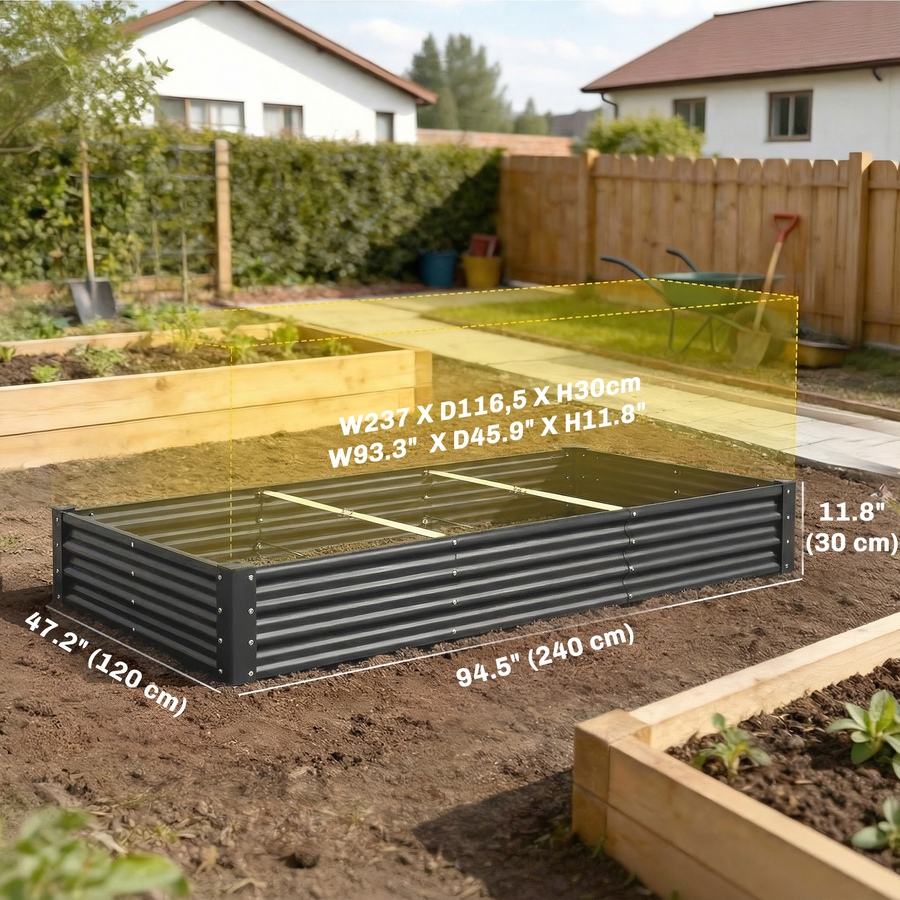 Image 981010_ALTMORE2.jpg, Product 981-010 / Price $96.99, Outsunny 8x4x1ft Galvanized Raised Garden Bed, Open Bottom, Dark Grey from Outsunny on TSC.ca's Home & Garden department