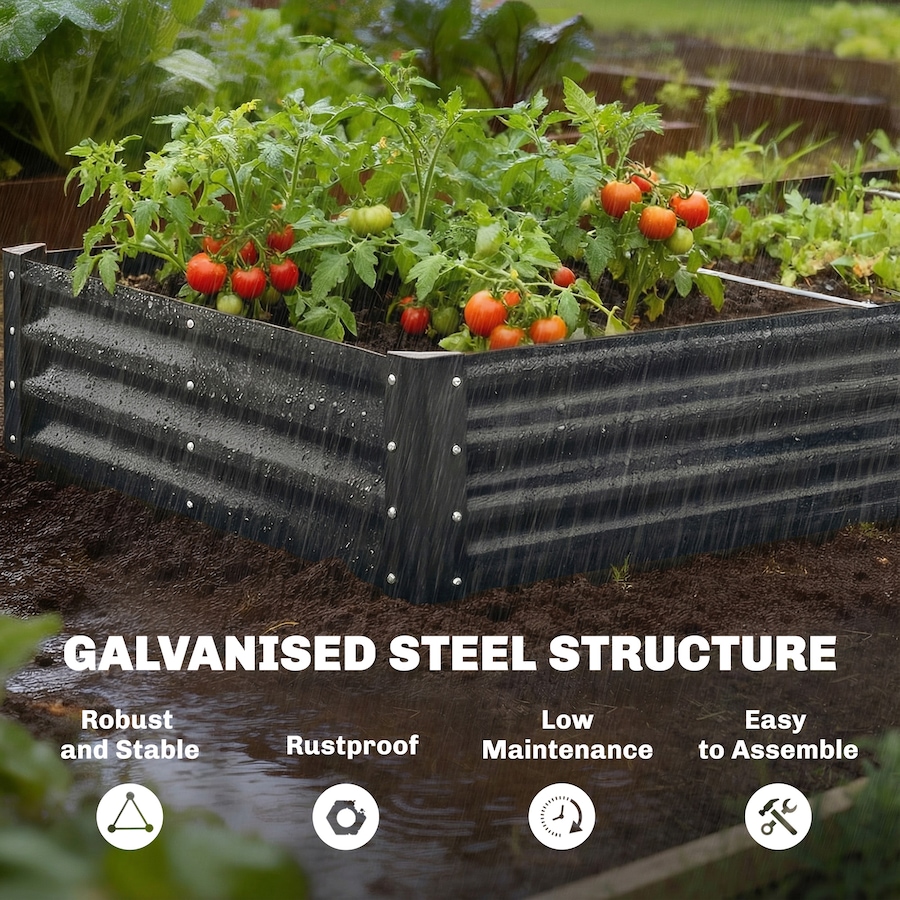Image 981010_ALTMORE4.jpg, Product 981-010 / Price $96.99, Outsunny 8x4x1ft Galvanized Raised Garden Bed, Open Bottom, Dark Grey from Outsunny on TSC.ca's Home & Garden department