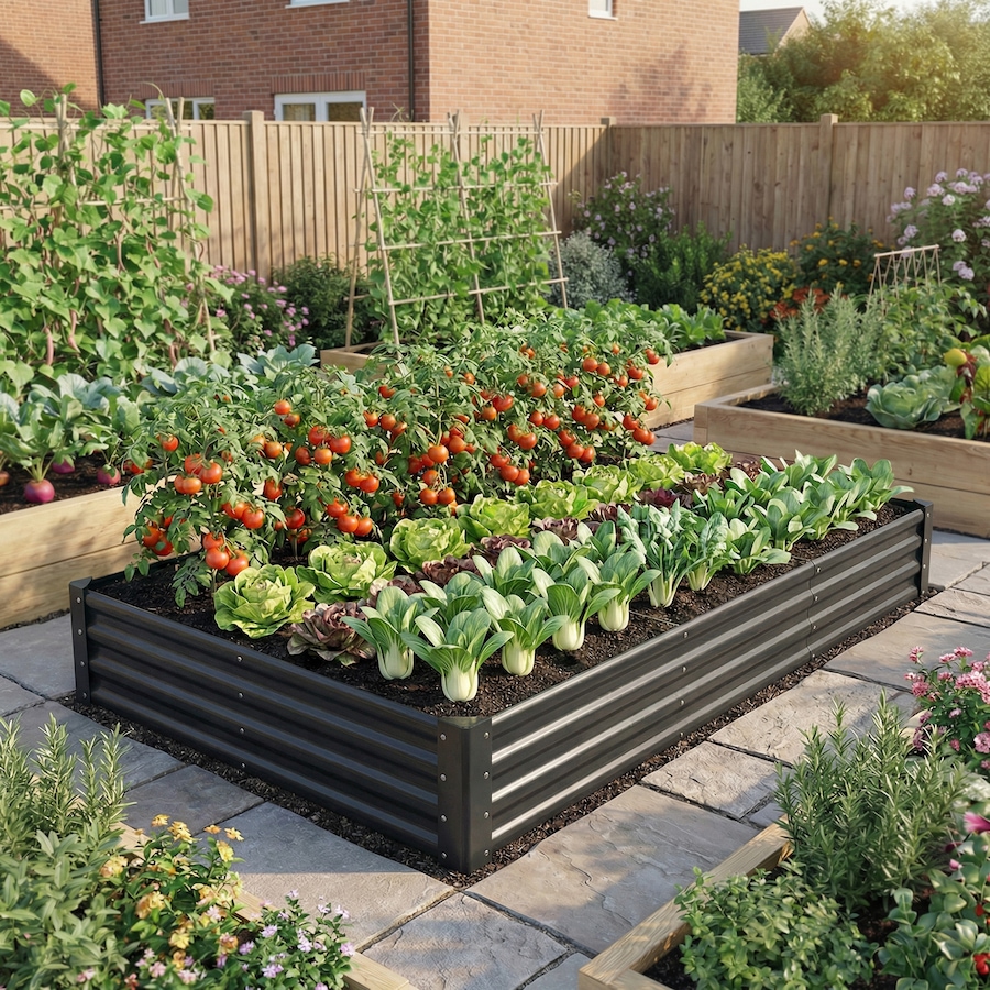 Image 981010_ALTMORE8.jpg, Product 981-010 / Price $96.99, Outsunny 8x4x1ft Galvanized Raised Garden Bed, Open Bottom, Dark Grey from Outsunny on TSC.ca's Home & Garden department