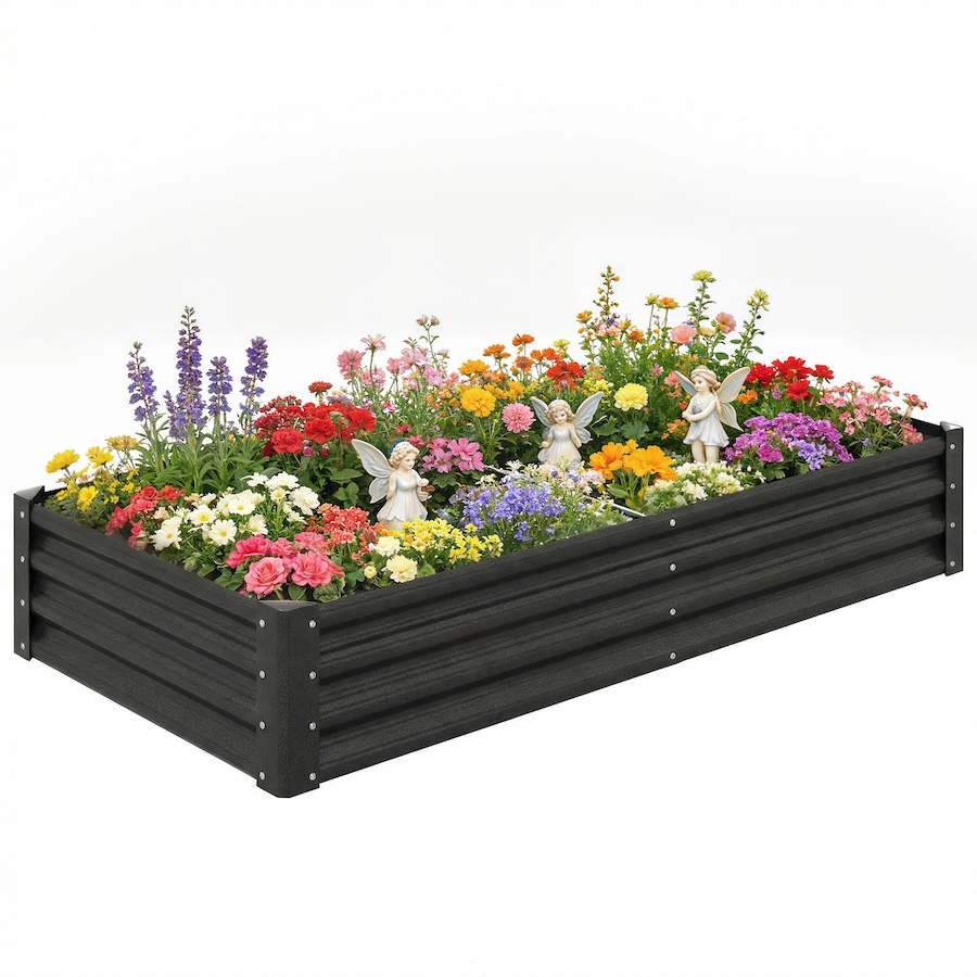 Image 981012.jpg, Product 981-012 / Price $79.99, Outsunny 6x3x1ft Galvanized Raised Garden Bed, Open Bottom, Black from Outsunny on TSC.ca's Home & Garden department