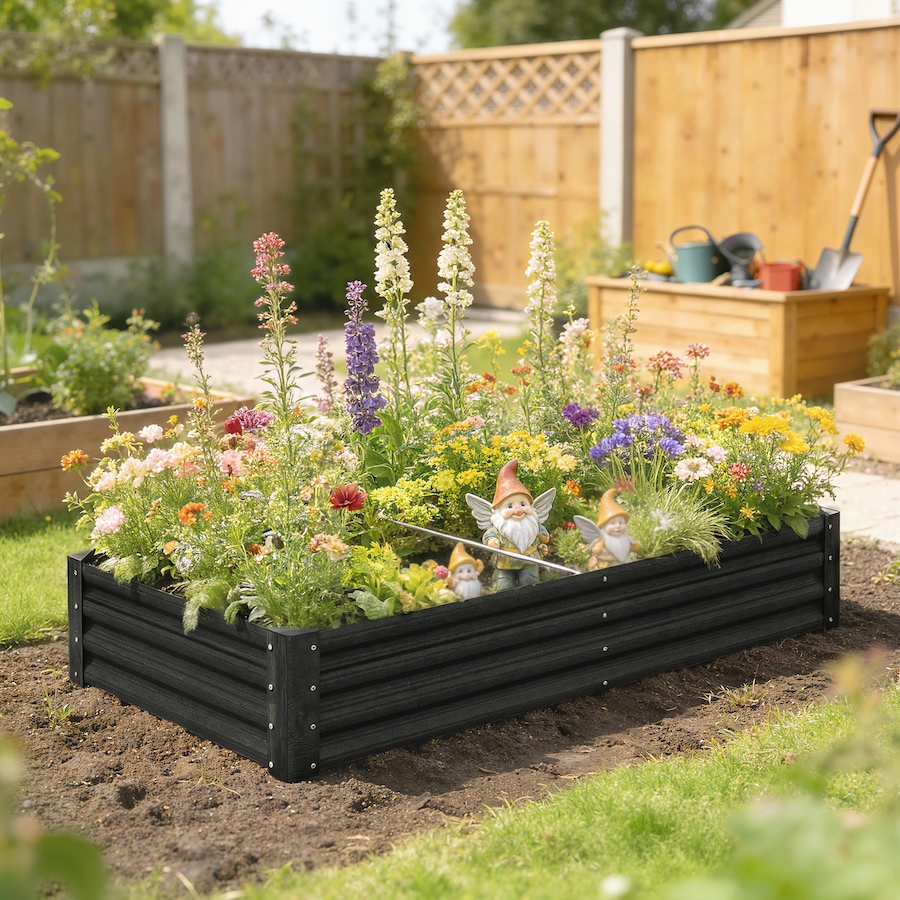 Image 981012_ALTMORE1.jpg, Product 981-012 / Price $79.99, Outsunny 6x3x1ft Galvanized Raised Garden Bed, Open Bottom, Black from Outsunny on TSC.ca's Home & Garden department