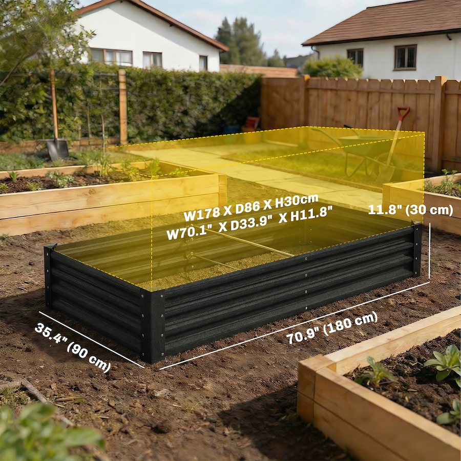 Image 981012_ALTMORE2.jpg, Product 981-012 / Price $79.99, Outsunny 6x3x1ft Galvanized Raised Garden Bed, Open Bottom, Black from Outsunny on TSC.ca's Home & Garden department