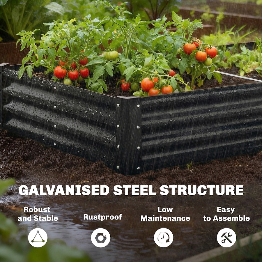 Image 981012_ALTMORE4.jpg, Product 981-012 / Price $79.99, Outsunny 6x3x1ft Galvanized Raised Garden Bed, Open Bottom, Black from Outsunny on TSC.ca's Home & Garden department