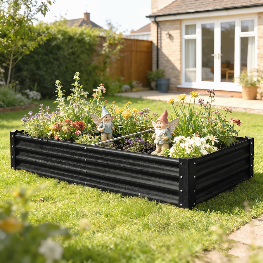 Image 981012_ALTMORE8.jpg, Product 981-012 / Price $79.99, Outsunny 6x3x1ft Galvanized Raised Garden Bed, Open Bottom, Black from Outsunny on TSC.ca's Home & Garden department