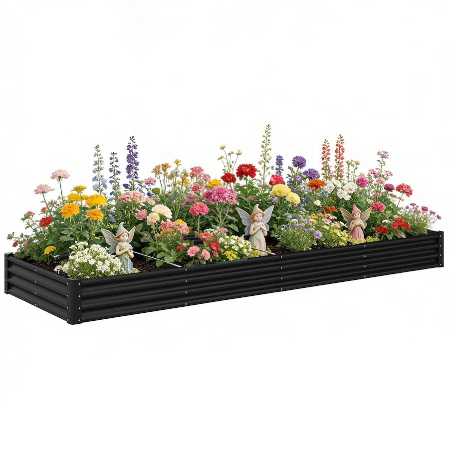 Image 981017.jpg, Product 981-017 / Price $114.99, Outsunny 12x4x1ft Galvanized Raised Garden Bed, Open Bottom, Black from Outsunny on TSC.ca's Home & Garden department