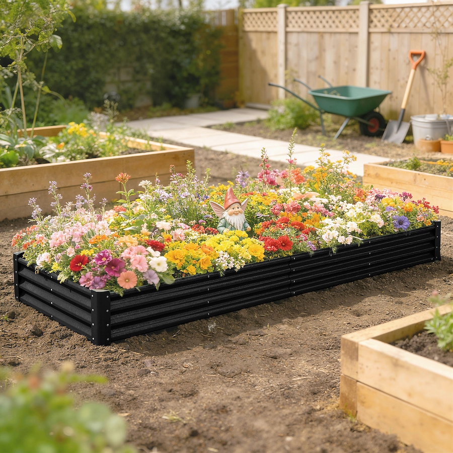 Image 981017_ALTMORE1.jpg, Product 981-017 / Price $114.99, Outsunny 12x4x1ft Galvanized Raised Garden Bed, Open Bottom, Black from Outsunny on TSC.ca's Home & Garden department