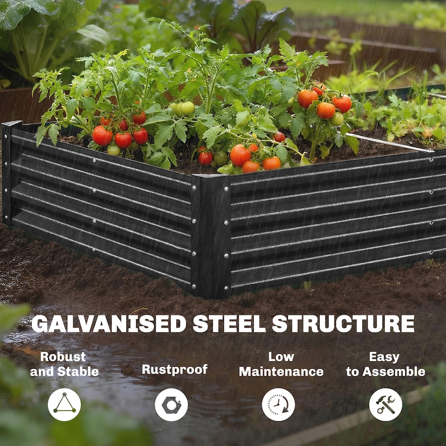 Image 981017_ALTMORE4.jpg, Product 981-017 / Price $114.99, Outsunny 12x4x1ft Galvanized Raised Garden Bed, Open Bottom, Black from Outsunny on TSC.ca's Home & Garden department