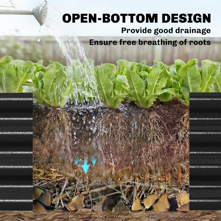 Image 981017_ALTMORE5.jpg, Product 981-017 / Price $114.99, Outsunny 12x4x1ft Galvanized Raised Garden Bed, Open Bottom, Black from Outsunny on TSC.ca's Home & Garden department