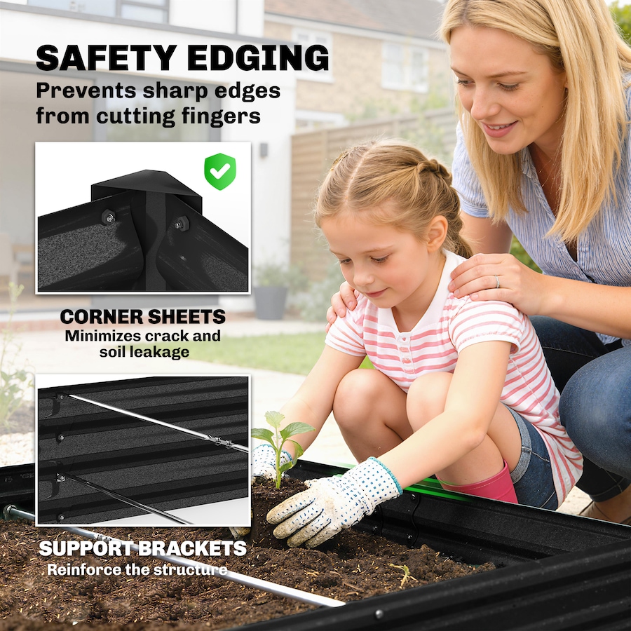 Image 981017_ALTMORE6.jpg, Product 981-017 / Price $114.99, Outsunny 12x4x1ft Galvanized Raised Garden Bed, Open Bottom, Black from Outsunny on TSC.ca's Home & Garden department