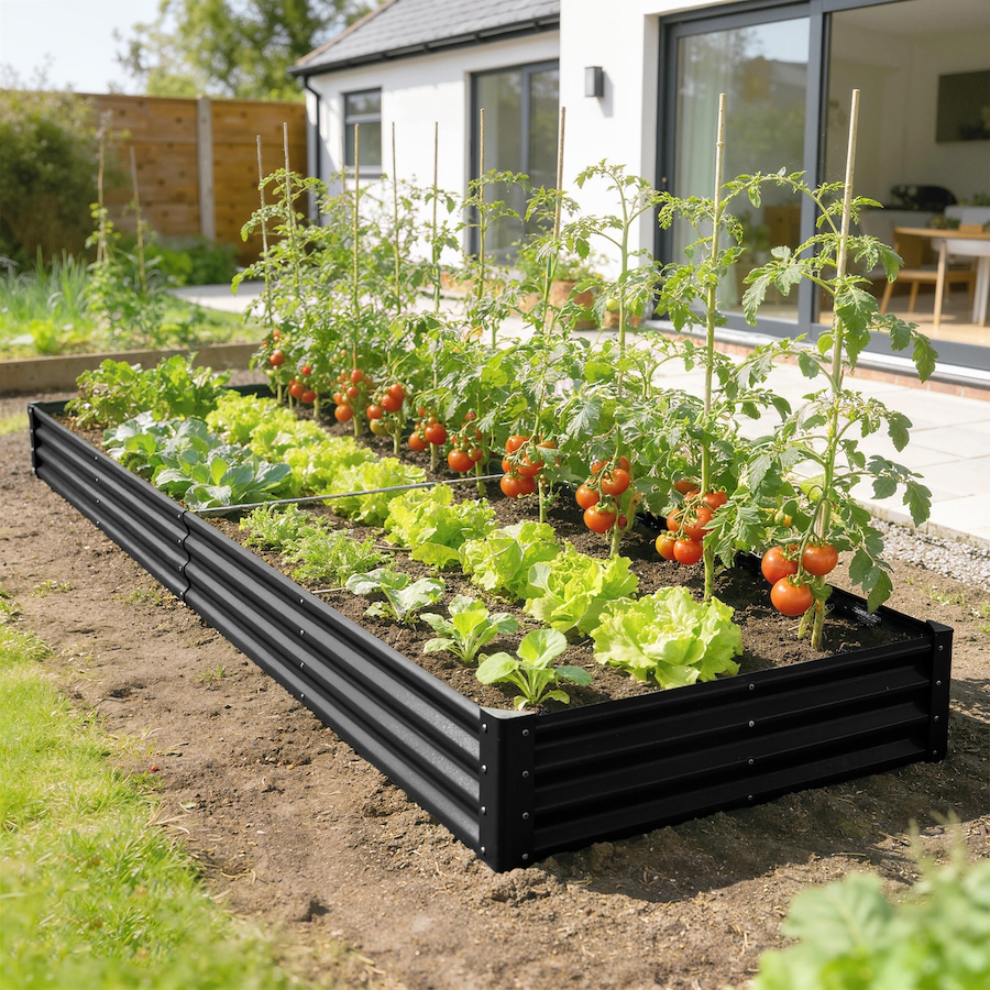 Image 981017_ALTMORE7.jpg, Product 981-017 / Price $114.99, Outsunny 12x4x1ft Galvanized Raised Garden Bed, Open Bottom, Black from Outsunny on TSC.ca's Home & Garden department
