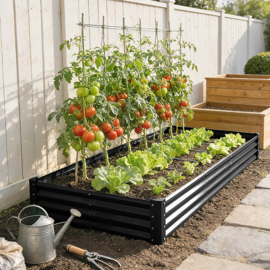 Image 981017_ALTMORE8.jpg, Product 981-017 / Price $114.99, Outsunny 12x4x1ft Galvanized Raised Garden Bed, Open Bottom, Black from Outsunny on TSC.ca's Home & Garden department