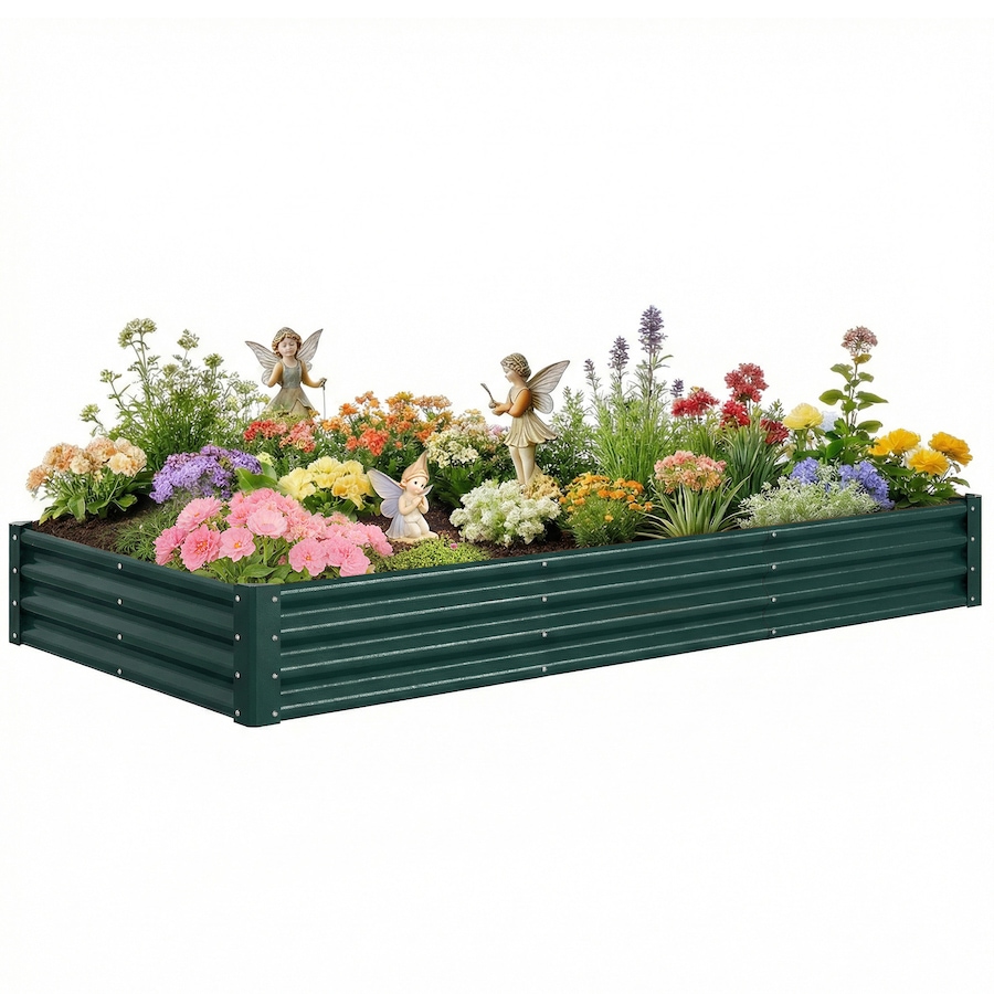 Image 981024.jpg, Product 981-024 / Price $66.99, Outsunny 8x4x1ft Galvanized Raised Garden Bed, Open Bottom, Green from Outsunny on TSC.ca's Home & Garden department
