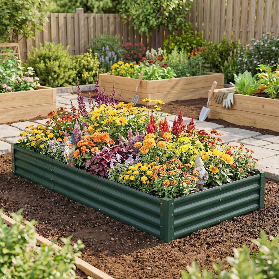 Image 981024_ALTMORE1.jpg, Product 981-024 / Price $66.99, Outsunny 8x4x1ft Galvanized Raised Garden Bed, Open Bottom, Green from Outsunny on TSC.ca's Home & Garden department