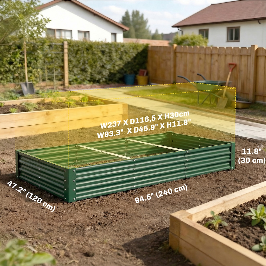 Image 981024_ALTMORE2.jpg, Product 981-024 / Price $66.99, Outsunny 8x4x1ft Galvanized Raised Garden Bed, Open Bottom, Green from Outsunny on TSC.ca's Home & Garden department