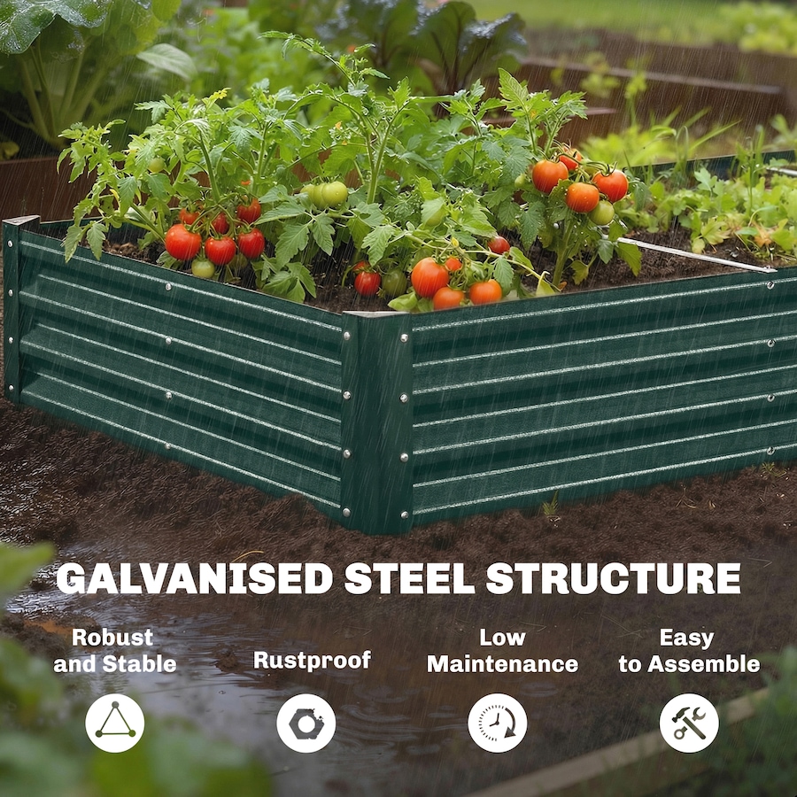 Image 981024_ALTMORE4.jpg, Product 981-024 / Price $66.99, Outsunny 8x4x1ft Galvanized Raised Garden Bed, Open Bottom, Green from Outsunny on TSC.ca's Home & Garden department