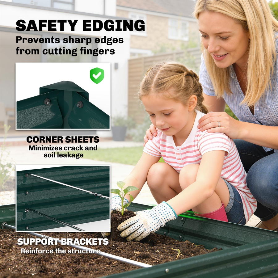 Image 981024_ALTMORE6.jpg, Product 981-024 / Price $66.99, Outsunny 8x4x1ft Galvanized Raised Garden Bed, Open Bottom, Green from Outsunny on TSC.ca's Home & Garden department