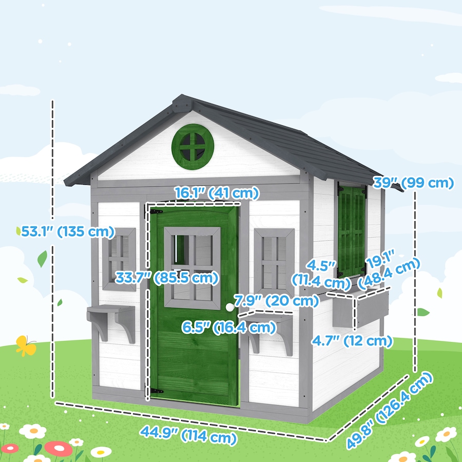 Image 981026_ALTMORE2.jpg, Product 981-026 / Price $299.99, Outsunny Playhouse for Kids, Outdoor Wooden Playhouse for Backyard, White from Outsunny on TSC.ca's Home & Garden department