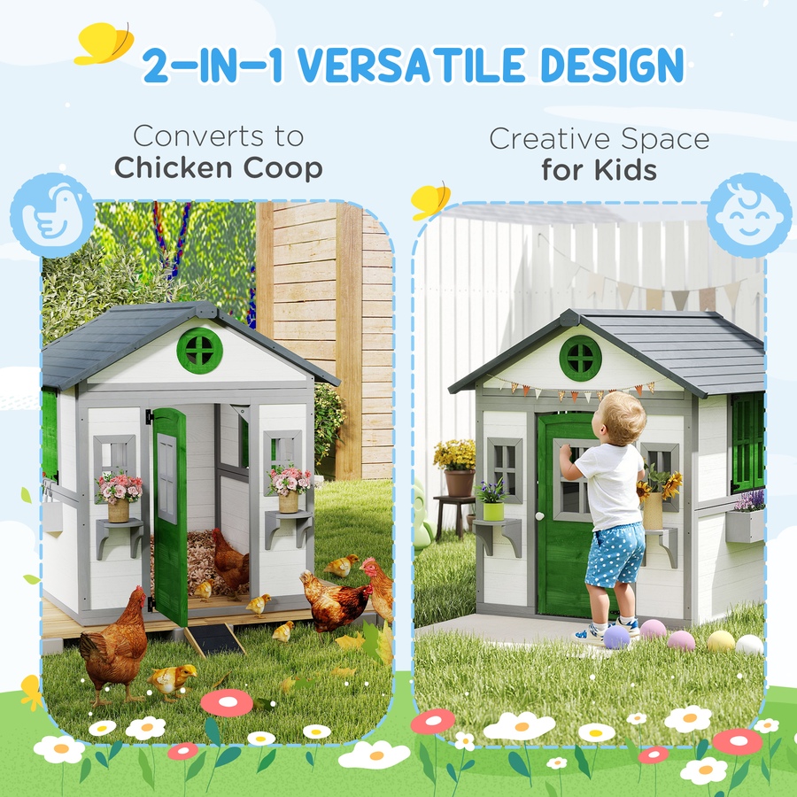 Image 981026_ALTMORE4.jpg, Product 981-026 / Price $299.99, Outsunny Playhouse for Kids, Outdoor Wooden Playhouse for Backyard, White from Outsunny on TSC.ca's Home & Garden department