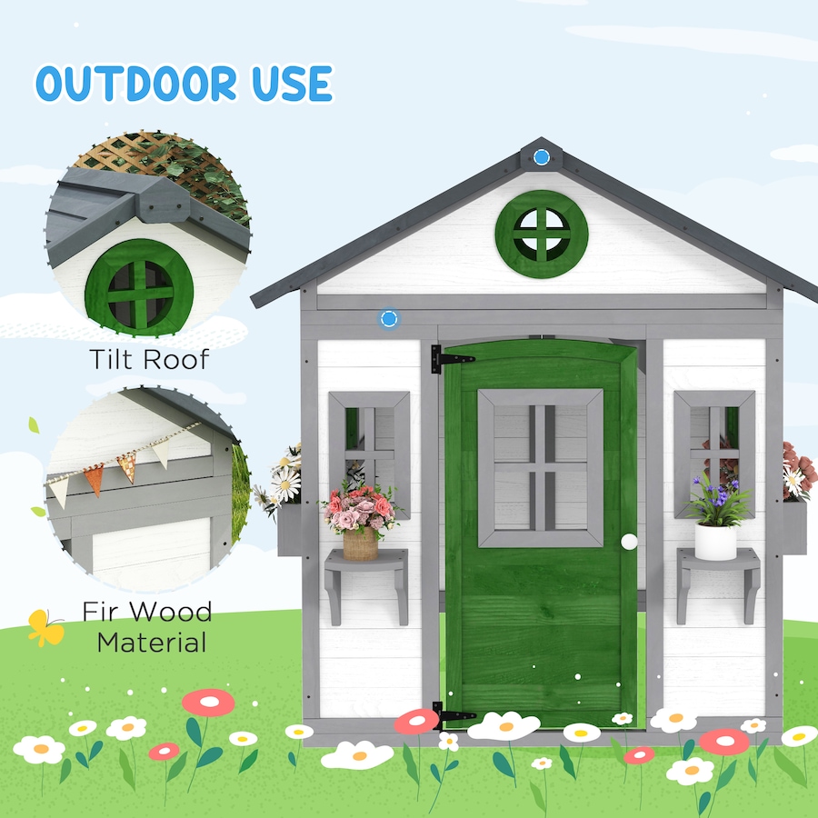 Image 981026_ALTMORE5.jpg, Product 981-026 / Price $299.99, Outsunny Playhouse for Kids, Outdoor Wooden Playhouse for Backyard, White from Outsunny on TSC.ca's Home & Garden department