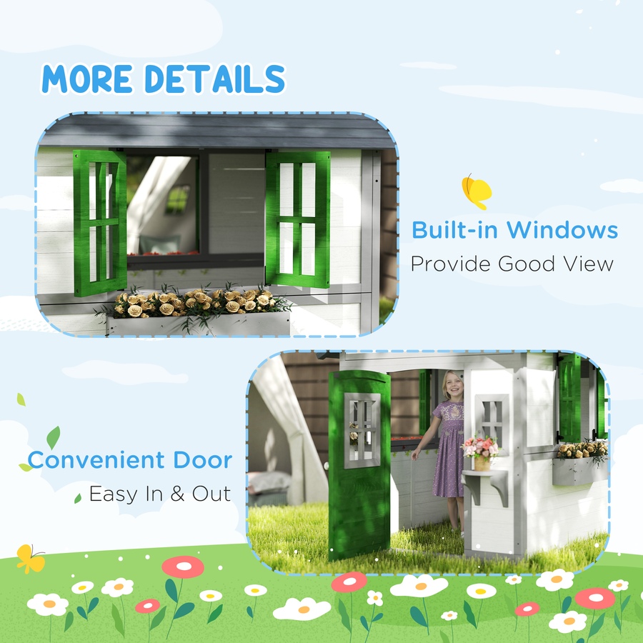 Image 981026_ALTMORE7.jpg, Product 981-026 / Price $299.99, Outsunny Playhouse for Kids, Outdoor Wooden Playhouse for Backyard, White from Outsunny on TSC.ca's Home & Garden department