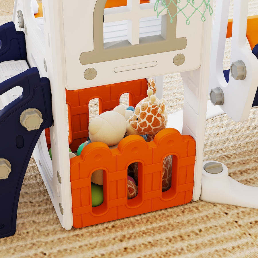 Image 981028_ALTMORE7.jpg, Product 981-028 / Price $169.99, Qaba 6-in-1 Slide and Swing Set with Basketball Hoop, Climber, Orange from Qaba on TSC.ca's Home & Garden department
