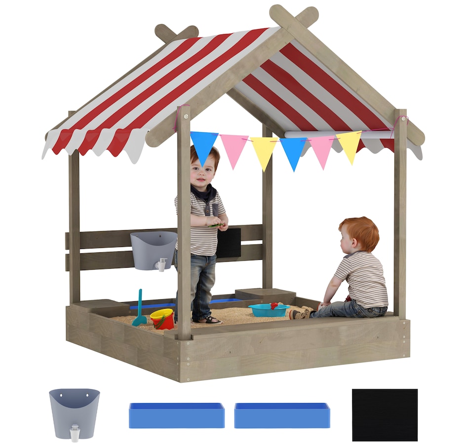 Image 981031.jpg, Product 981-031 / Price $169.99, Outsunny Outdoor Sandbox with Cover for 3-7 Years Old, Backyard, Grey from Outsunny on TSC.ca's Home & Garden department