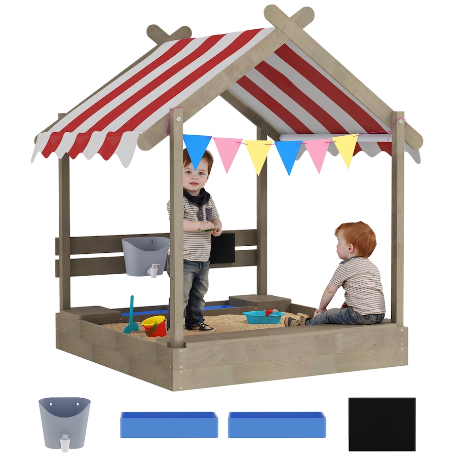 Image 981031.jpg, Product 981-031 / Price $169.99, Outsunny Outdoor Sandbox with Cover for 3-7 Years Old, Backyard, Grey from Outsunny on TSC.ca's Home & Garden department