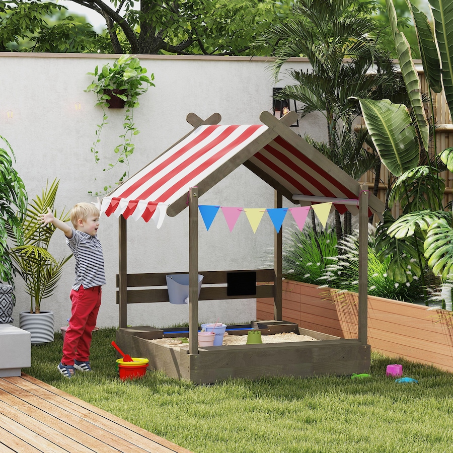Image 981031_ALTMORE1.jpg, Product 981-031 / Price $169.99, Outsunny Outdoor Sandbox with Cover for 3-7 Years Old, Backyard, Grey from Outsunny on TSC.ca's Home & Garden department