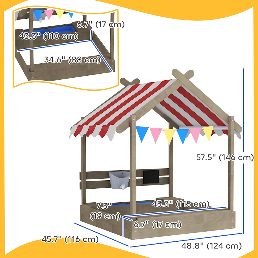 Image 981031_ALTMORE2.jpg, Product 981-031 / Price $169.99, Outsunny Outdoor Sandbox with Cover for 3-7 Years Old, Backyard, Grey from Outsunny on TSC.ca's Home & Garden department