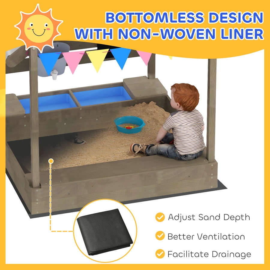Image 981031_ALTMORE4.jpg, Product 981-031 / Price $169.99, Outsunny Outdoor Sandbox with Cover for 3-7 Years Old, Backyard, Grey from Outsunny on TSC.ca's Home & Garden department