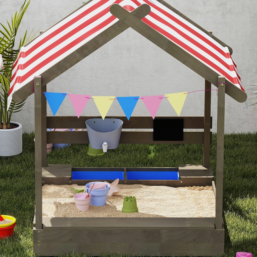 Image 981031_ALTMORE7.jpg, Product 981-031 / Price $169.99, Outsunny Outdoor Sandbox with Cover for 3-7 Years Old, Backyard, Grey from Outsunny on TSC.ca's Home & Garden department