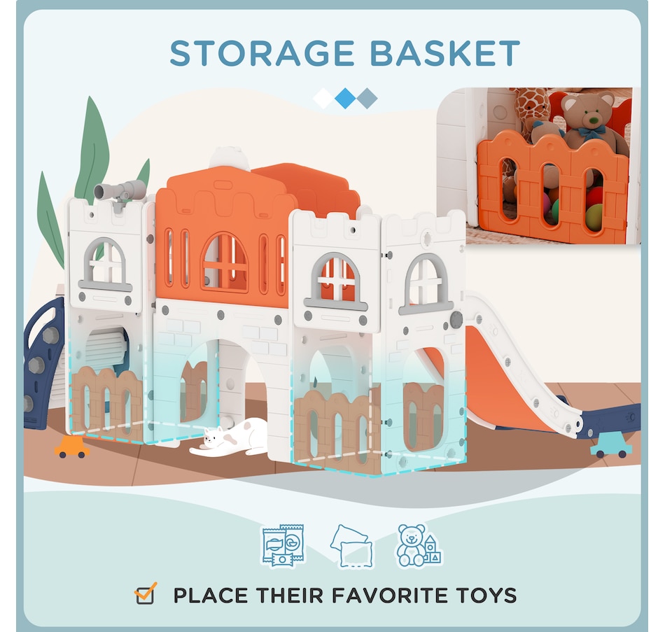 Image 981032_ALTMORE6.jpg, Product 981-032 / Price $246.99, Qaba 9 in 1 Toddler Slide with Basketball Hoop, for 1-3 Years, Orange from Qaba on TSC.ca's Home & Garden department