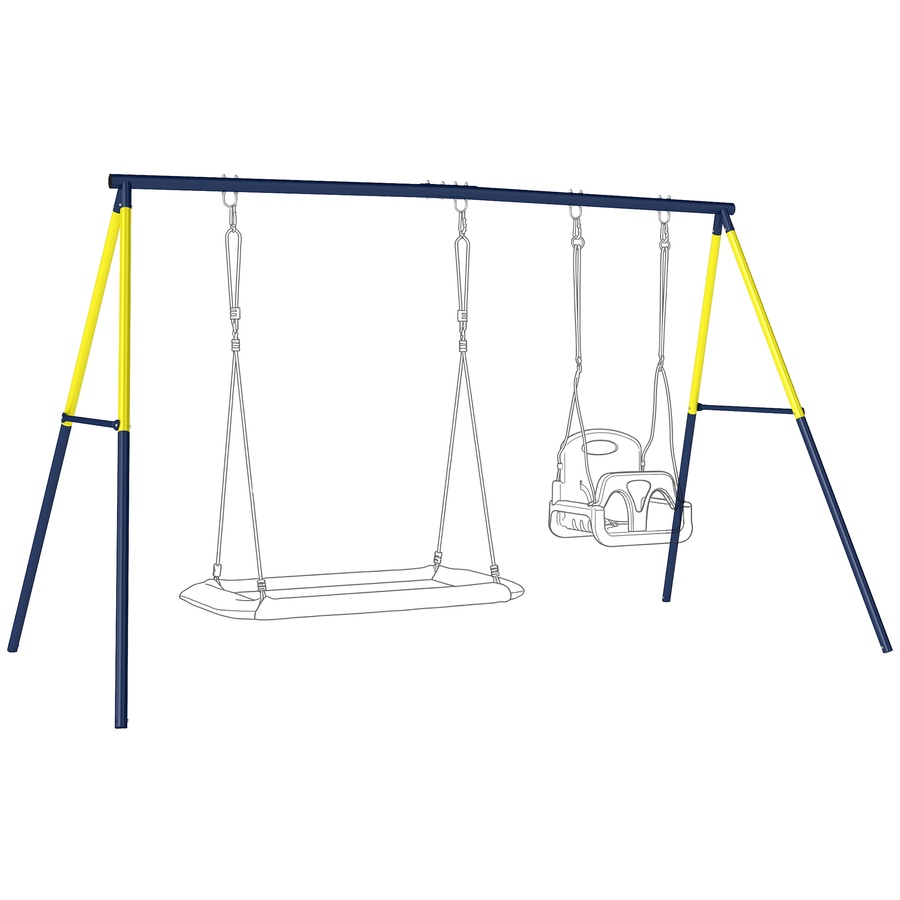 Image 981033.jpg, Product 981-033 / Price $119.99, Qaba Kids Metal Swing Set Supports 150 kg, For Two Swings, Blue from Qaba on TSC.ca's Home & Garden department