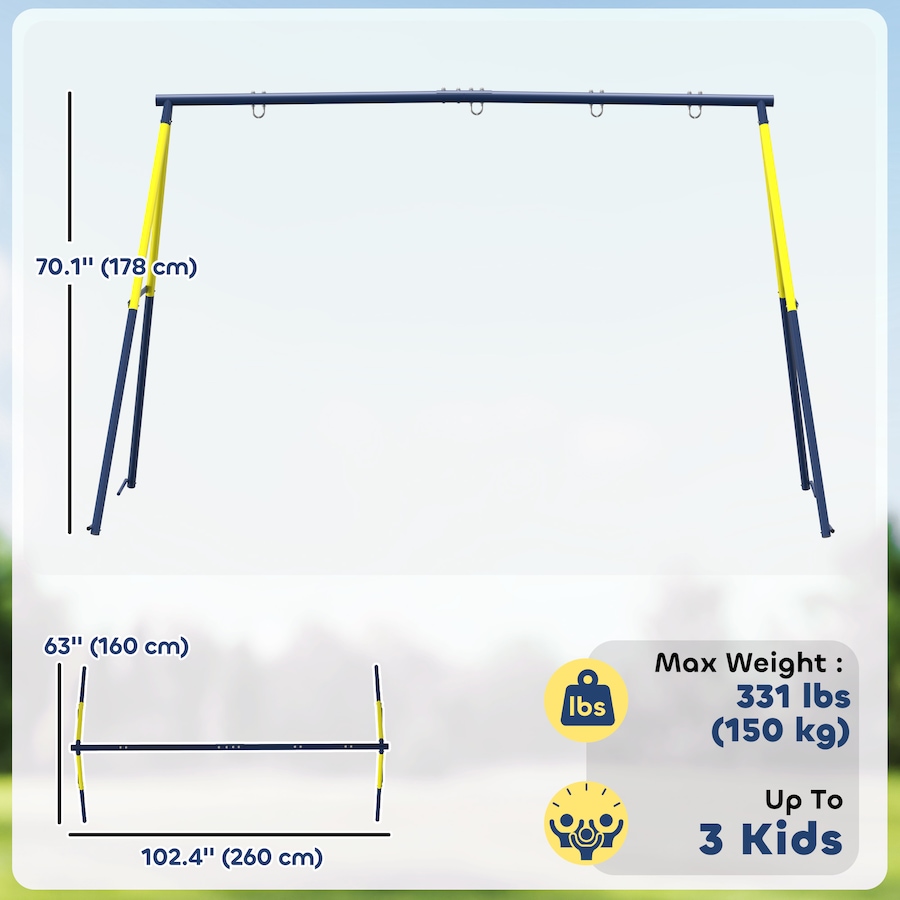 Image 981033_ALTMORE2.jpg, Product 981-033 / Price $119.99, Qaba Kids Metal Swing Set Supports 150 kg, For Two Swings, Blue from Qaba on TSC.ca's Home & Garden department