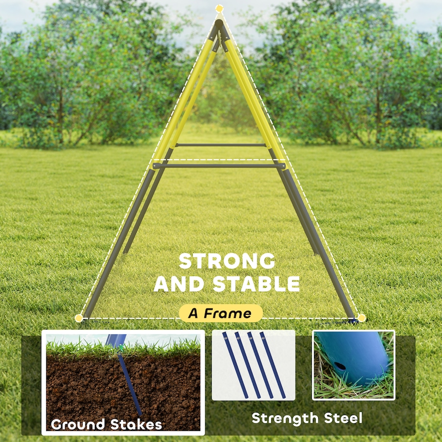 Image 981033_ALTMORE3.jpg, Product 981-033 / Price $119.99, Qaba Kids Metal Swing Set Supports 150 kg, For Two Swings, Blue from Qaba on TSC.ca's Home & Garden department