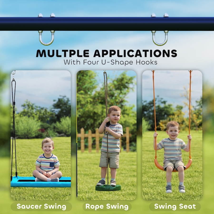 Image 981033_ALTMORE4.jpg, Product 981-033 / Price $119.99, Qaba Kids Metal Swing Set Supports 150 kg, For Two Swings, Blue from Qaba on TSC.ca's Home & Garden department