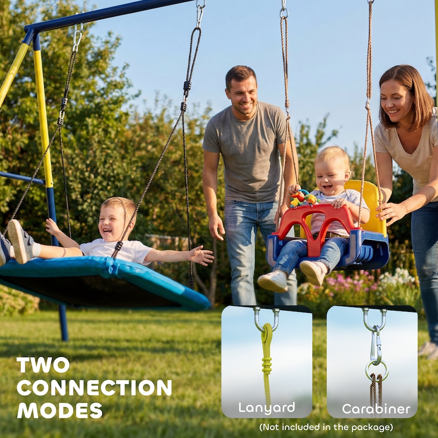 Image 981033_ALTMORE5.jpg, Product 981-033 / Price $119.99, Qaba Kids Metal Swing Set Supports 150 kg, For Two Swings, Blue from Qaba on TSC.ca's Home & Garden department