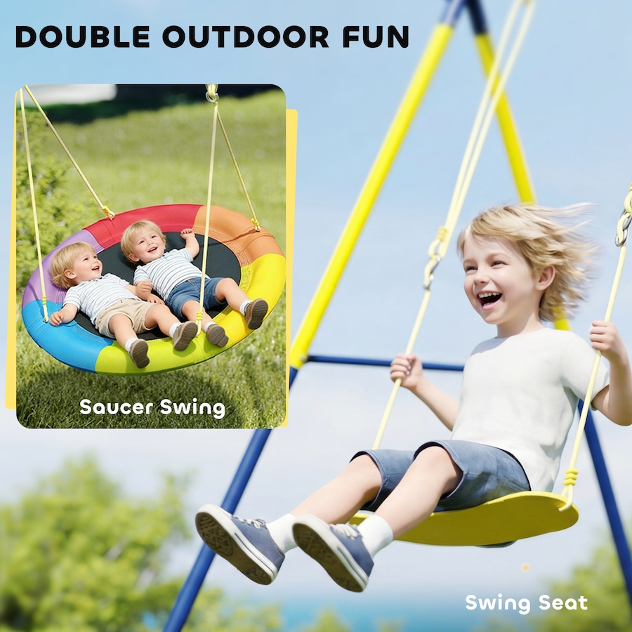 Image 981034_ALTMORE3.jpg, Product 981-034 / Price $189.99, Qaba Kids Swing Set with Double Swings, Metal Frame, 150kg Capacity from Qaba on TSC.ca's Home & Garden department
