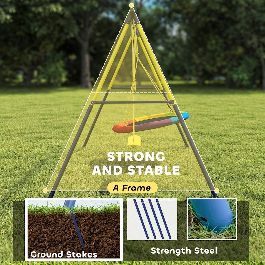 Image 981034_ALTMORE4.jpg, Product 981-034 / Price $189.99, Qaba Kids Swing Set with Double Swings, Metal Frame, 150kg Capacity from Qaba on TSC.ca's Home & Garden department