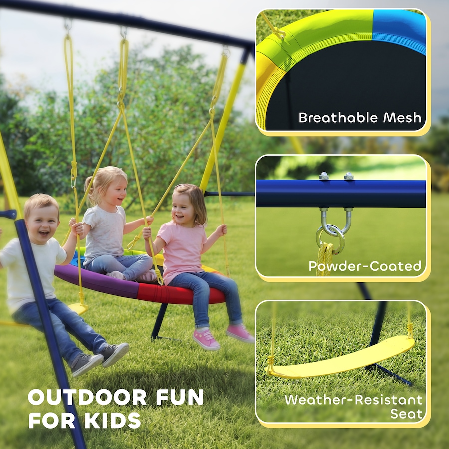 Image 981034_ALTMORE6.jpg, Product 981-034 / Price $189.99, Qaba Kids Swing Set with Double Swings, Metal Frame, 150kg Capacity from Qaba on TSC.ca's Home & Garden department