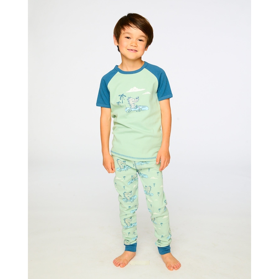 Image 981050_ALTMORE1.jpg, Product 981-050 / Price $21.00, Short Sleeve Organic Cotton Crocodile Print Two-Piece Pyjama Set from Deux par Deux on TSC.ca's Fashion department