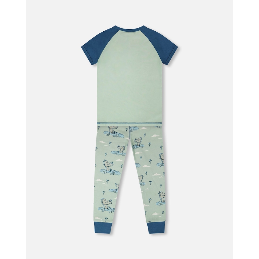 Image 981050_ALTMORE2.jpg, Product 981-050 / Price $21.00, Short Sleeve Organic Cotton Crocodile Print Two-Piece Pyjama Set from Deux par Deux on TSC.ca's Fashion department